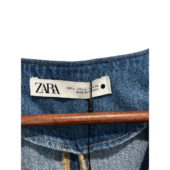 NWT ZARA The Tilda Denim Dress Size L Retro V Neck MIDI Jean - Picture 3 of 9